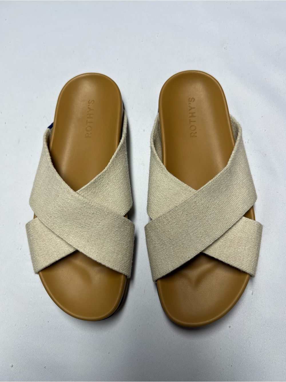 Rothys Womens The Weekend Sandal Size 8.5 Oat Hemp Cross Strap Slide Casual Flat